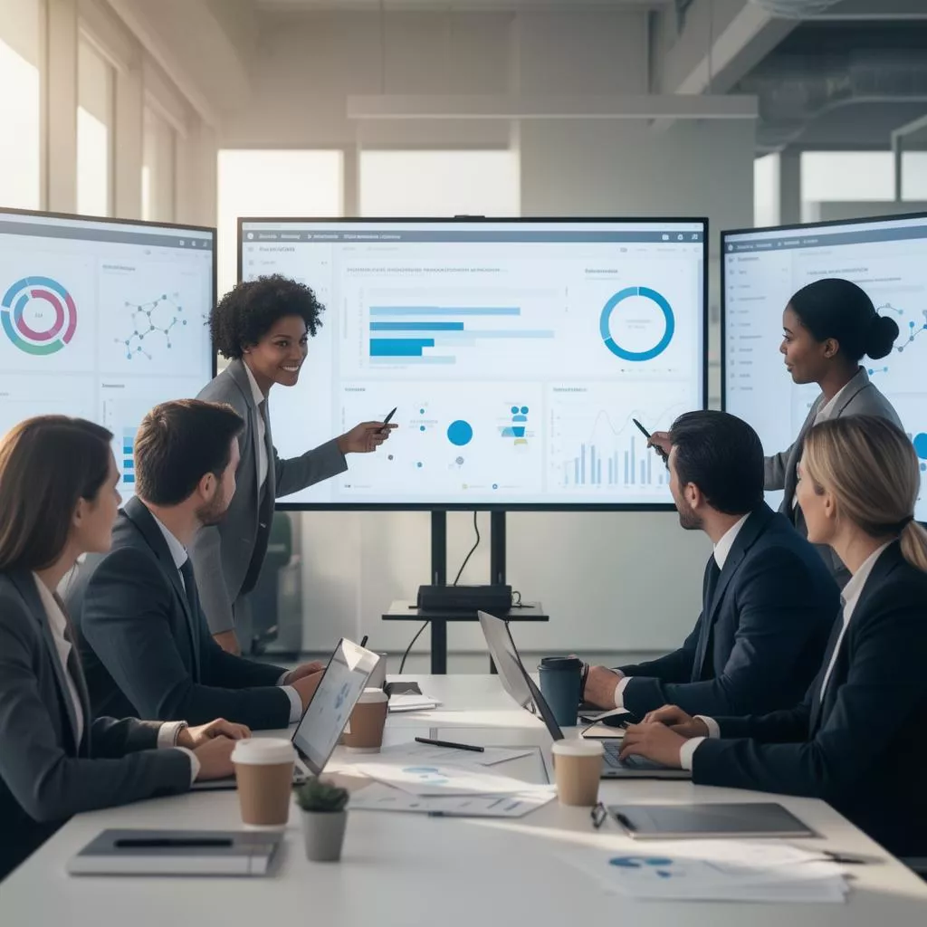 Team analyzing pharmaceutical data